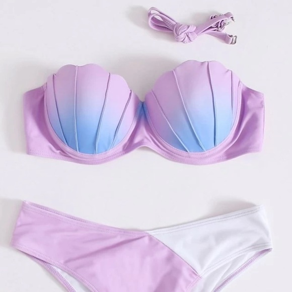 Scalloped Shell Trim Bikini Swimsuit - Picture 2 of 8